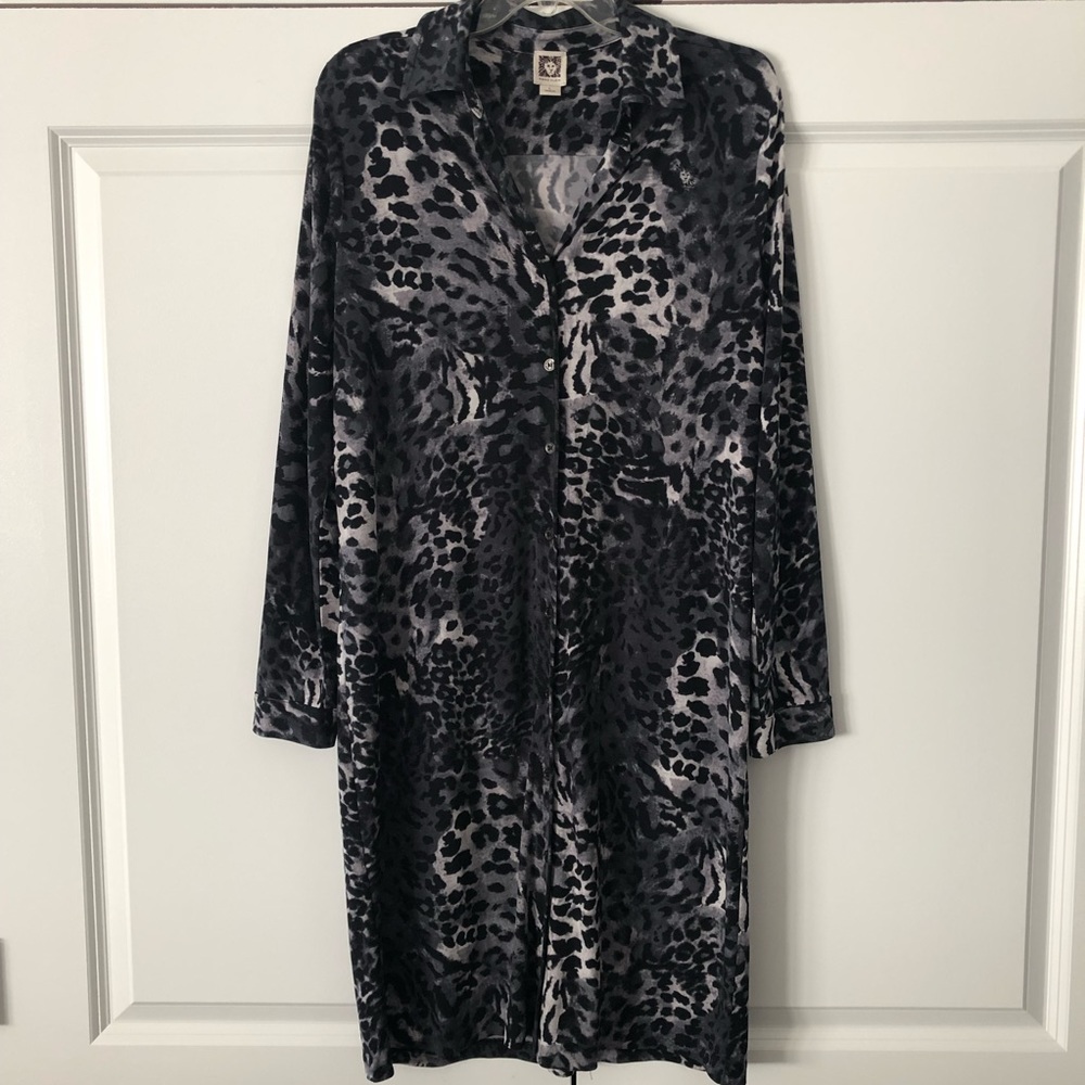 Anne Klein leopard long sleeve dress